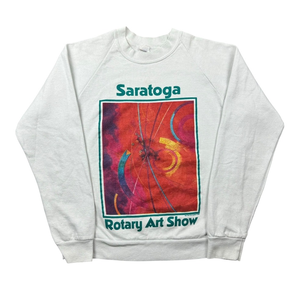 True Vintage 80s Saratoga Rotary Art Show‎ Crewneck Sweatshirt Men Medium White